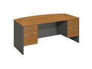 Bush BBF Series C 72 Bowfront Desk with 2 Pedestals in Natural Cherry