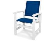 Polywood Coastal Patio Dining Chair in White and Metallic
