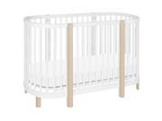 Babyletto Hula Convertible Oval Crib with Mini Pad in White Natural
