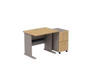 Bush BBF Series A 36 Desk with Assembled Pedestal in Light Oak