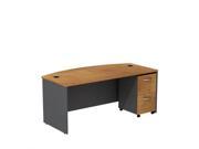 Bush BBF Series C 72 Bowfront Desk with Pedestal in Natural Cherry