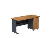 Bush BBF Series A 60 Desk with Assembled Pedestal in Natural Cherry