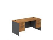 Bush BBF Series C 66 Shell Desk with 2 3 4 Pedestals in Natural Cherry