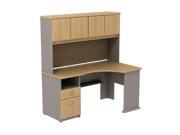 Bush BBF Series A Expandable Desk with Hutch Storage in Light Oak