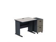 Bush BBF Series A 36W Desk with 2Dwr Mobile Pedestal Assembled in Slate