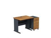 Bush BBF Series A 36 Desk with Mobile Pedestal in Natural Cherry