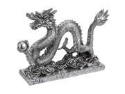 Oriental Furniture 12 Chinese Dragon Statue in Silver