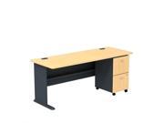 Bush BBF Series A 72W Desk with 2Dwr Mobile Pedestal Assembled in Beech