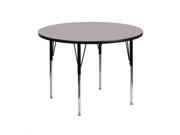 Flash Furniture XU-A42-RND-GY-H-P-GG 42 in. Round Activity Table with 1.25 in. Thick High Pressure Grey Laminate Top and Height Adjustable Pre-School Legs Flash Furniture XU-A42-RND-GY-H-P-GG 42 in. Round Activity Table with 1.25 in. Thick High Pressure Grey Laminate Top and Height Adjustable Pre-School Legs