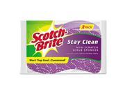 Stay Clean Non Scratch Scrub Sponges 3 3 16 x 7 8 x 4 3 4 Purple 3 Pack