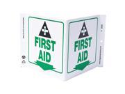 ZING First Aid Sign 7 x 12In WHT GRN ENG 2520
