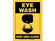BRADY Eye Wash Sign 14 In. H 10 In. W 122623