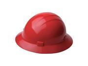 Erb Safety 19204 Hard Hat Full Brim Red 4 Pt.Slide Lock