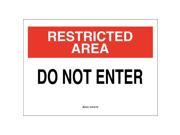BRADY Restricted Area Sign Do Not Enter 10x14 95467