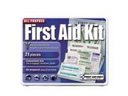 All Purpose First Aid Kit 21 Pieces 4 3 4 x 3 x 1 2 Blue White 110
