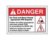 ACCUFORM SIGNS Label 5x7 Danger Arc Flash and Shock LELC315