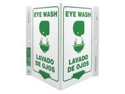 ZING Eye Wash Sign 11 x 7In GRN WHT Bilingual 2616