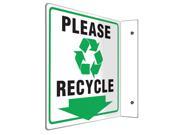 ACCUFORM SIGNS Recycling Sign 8x12In Blk and Grn White PSP499