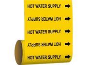 BRADY Pipe Marker Hot Water Supply Yel 41466