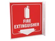 ZING Fire Extinguisher Sign 7 x 7In WHT R ENG 2517