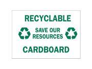 BRADY Recycle Sign 10 x 14In GRN WHT SYM SURF 84602