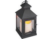 Gerson 37834 9 Black Lantern Melted Edge LED Resin Candle Light with Timer