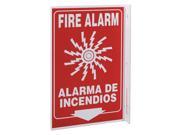 ZING Fire Alarm Sign 11 x 8In WHT R Bilingual 2631