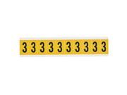 BRADY Number Label 3 Black Yellow 1 Character Height 1 EA 1530 3
