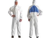 Hooded Coverall White Blue Elastic L