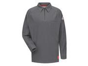 BULWARK QT12CHLNXXL FR Polo Shirt Chrcoal 2XL Long Zipper