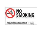Zing No Smoking Label Iowa 7inWx5inH PK2 1854S