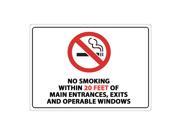 Zing No Smoking Sign Within 20ft 14inW Alumnm 2872A