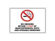 Zing No Smoking Sign Within 15ft 14inW Alumnm 2874A