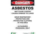 Zing Danger Sign Asbestos 10inHx14inW 2677A