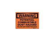 Lyle Warning Sign Combustible Dust 10 in. W U6 1199 RD_10X7