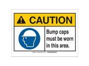 BRADY Caution Sign 14in.W Plastic Bump Caps 144170