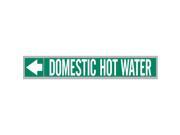 Brady Pipe Marker Domestic Hot Water Wht Leg. 108899