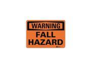 Lyle Warning Sign Fall Hazard 7in H x 10in W U6 1086 RA_10X7