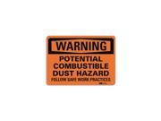 Lyle Warning Sign Combustible Dust 7 in. H U6 1199 RA_10X7