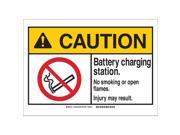 BRADY Caution Sign 10in.Hx14in.W Battery Charg 143865