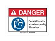 BRADY Danger Sign Face Shield B 555 10in.H 144133