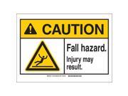 Brady Caution Sign 10in.W Aluminum Fall Hazard 144140