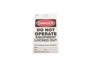 BADGER TAG LABEL CORP 121 Danger Do Not Operate Tag 3 8inHole PK25