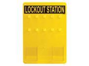 BRADY LC204G Lockout Station Unfilled 14 In H Blk Ylw