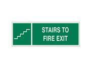 Brady Fire Exit Sign 5 x 14In WHT GRN ENG SURF 90931