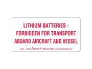 Labelmaster Forbidden Lithium Battery Label 4inx2in L415