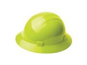 Erb Safety 19200 Hard Hat Full Brim Lime 4 Pt.Slide Lock