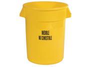 RUBBERMAID FG263256YEL Food Grade Waste Container 32 gal. Ylw G4014635