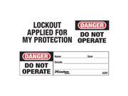 MASTER LOCK S297 Safety Tag Danger Do Not Operate PK100 G4464769