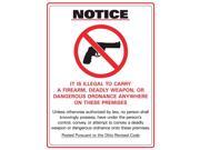 Zing Ohio Concealed Carry Sign English 2805